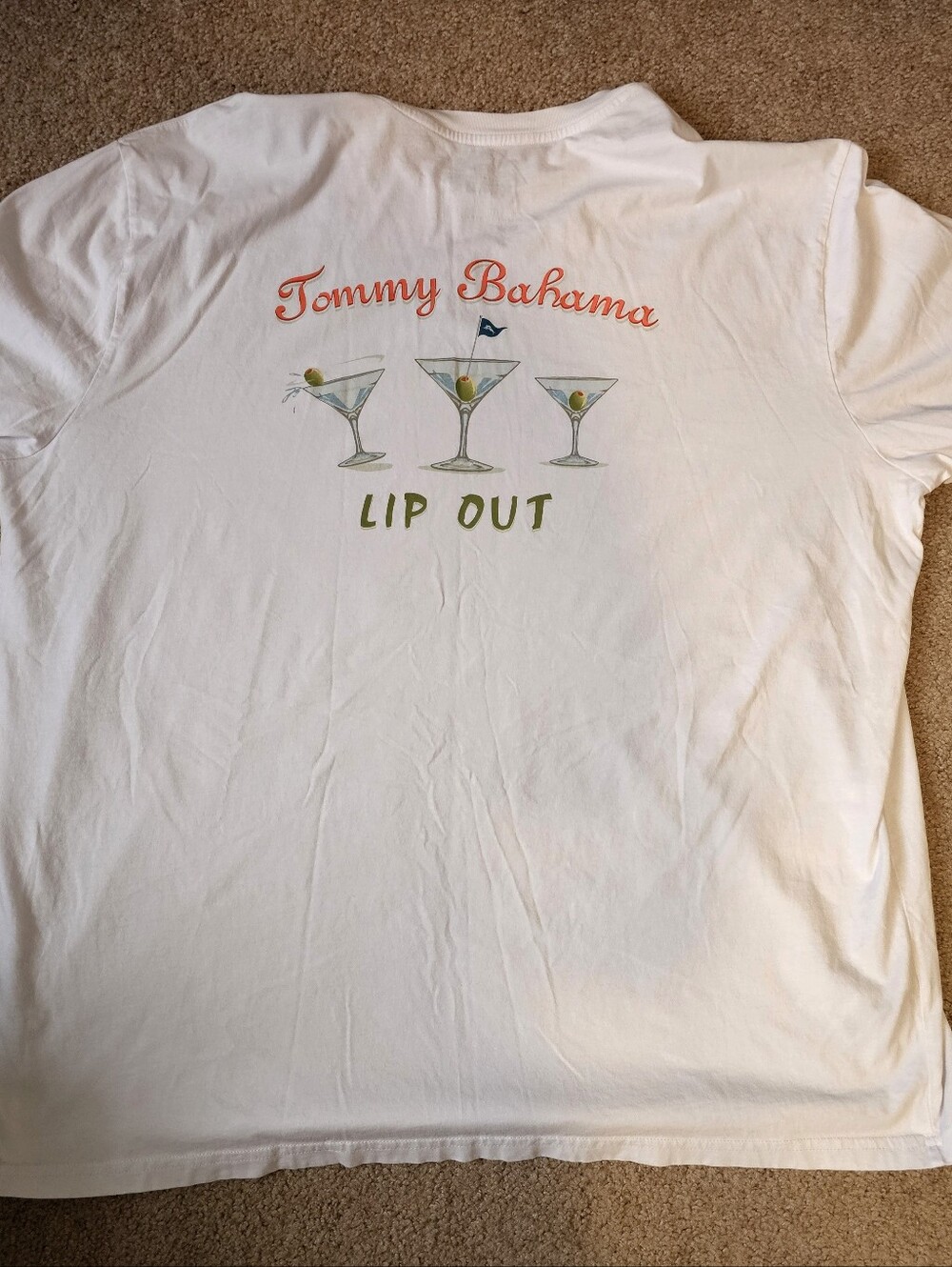 Tommy Bahama White Tee with Coral Logo and Martini Graphics Tee Sz 3x
